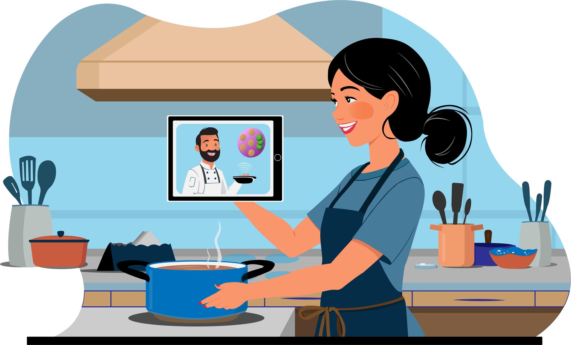 Online consultation with chef on video call