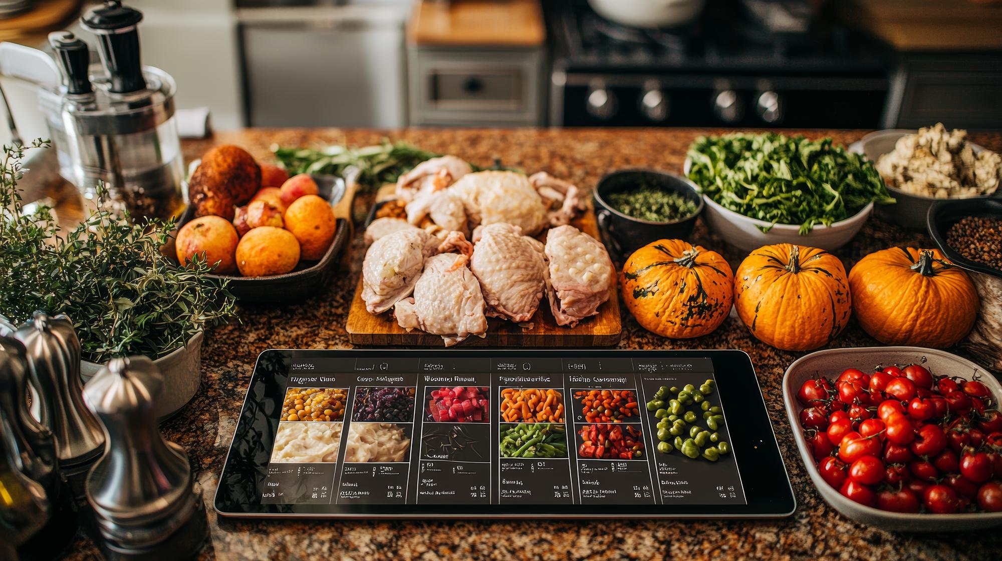 Quick meal prep layout on counter